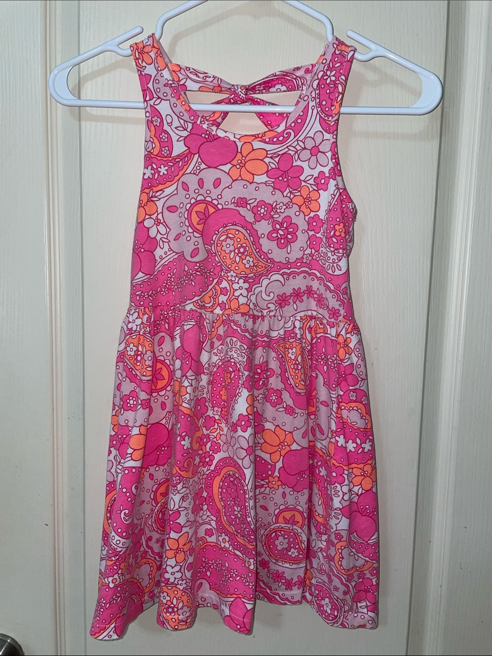 Place Girls Pink and Orange Paisley Summer Dress